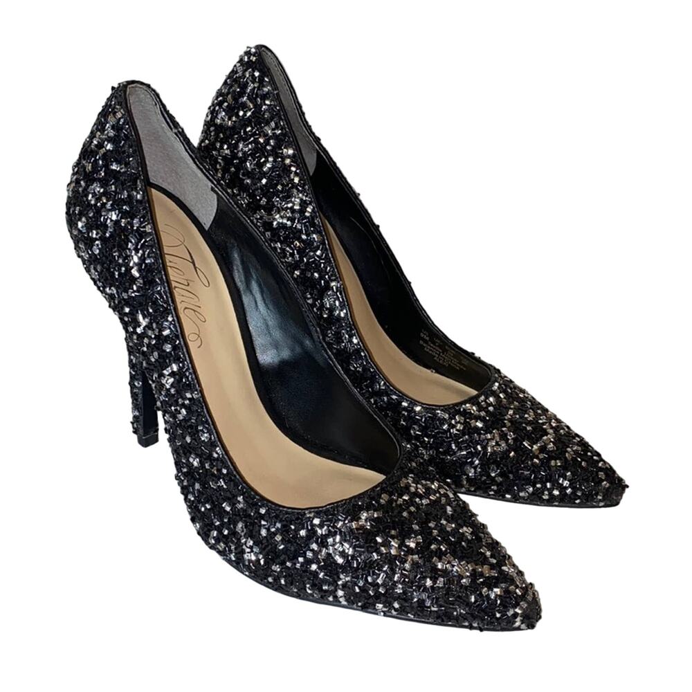 Fergie Alexi Black Beaded Heels Pumps 9M